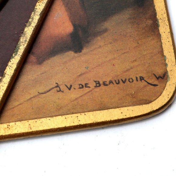 Vintage Win-El-Ware English Large Coasters Victorian Crinoline Pub x 6 with Case - Picture 11 of 14